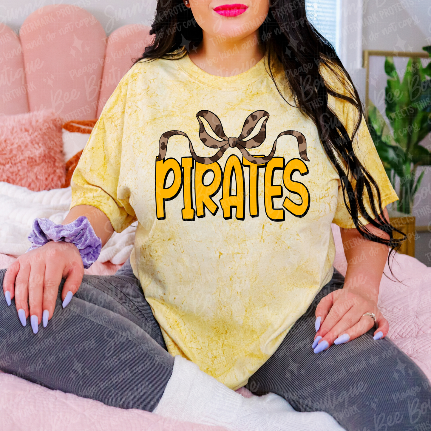 Pirates Leopard Coquette Bow T-Shirt