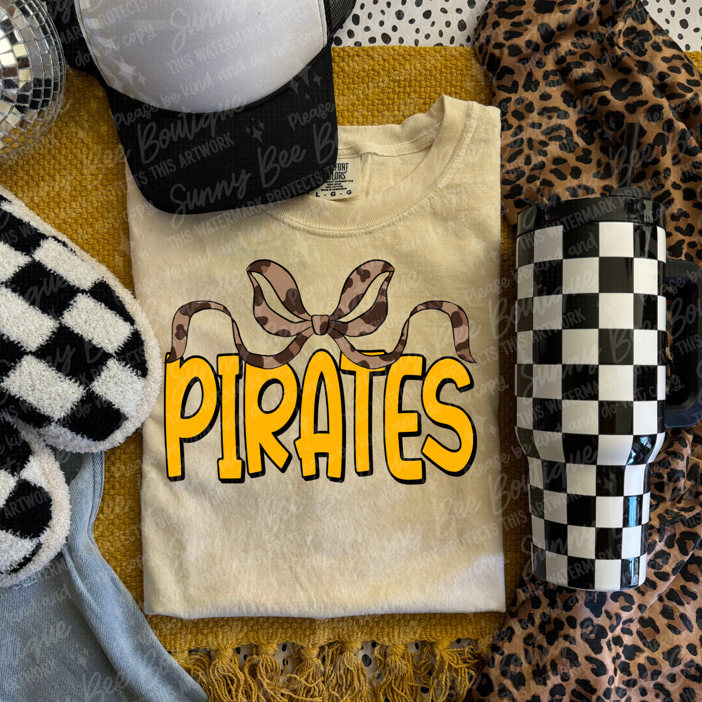 Pirates Leopard Coquette Bow T-Shirt