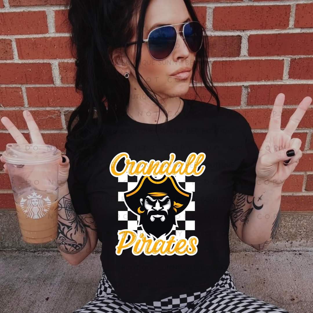 Crandall Pirates White Checkered Background