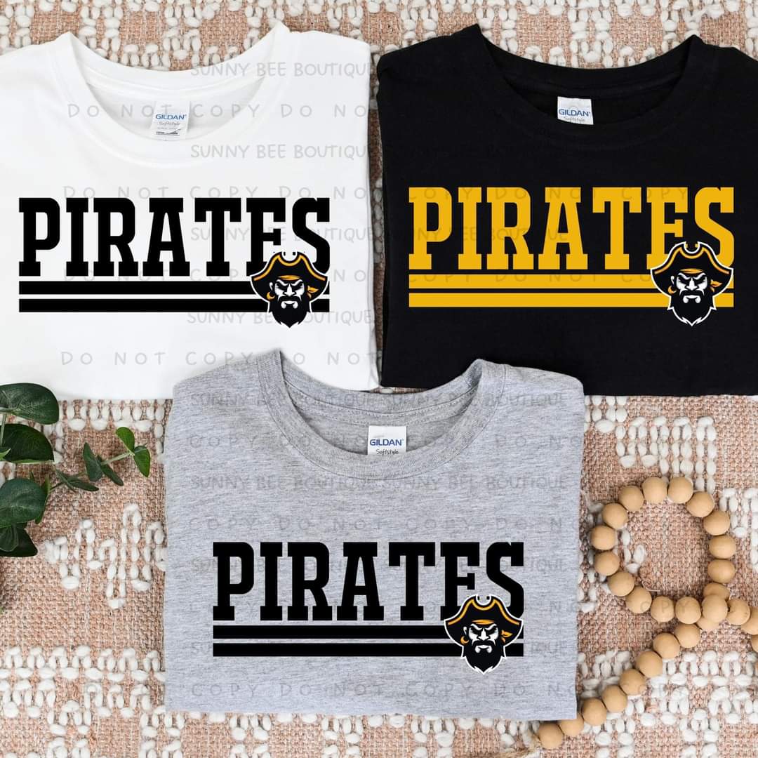 Classic Pirates Mascot Spirit Shirt - Bold and Simple School Pride Tee