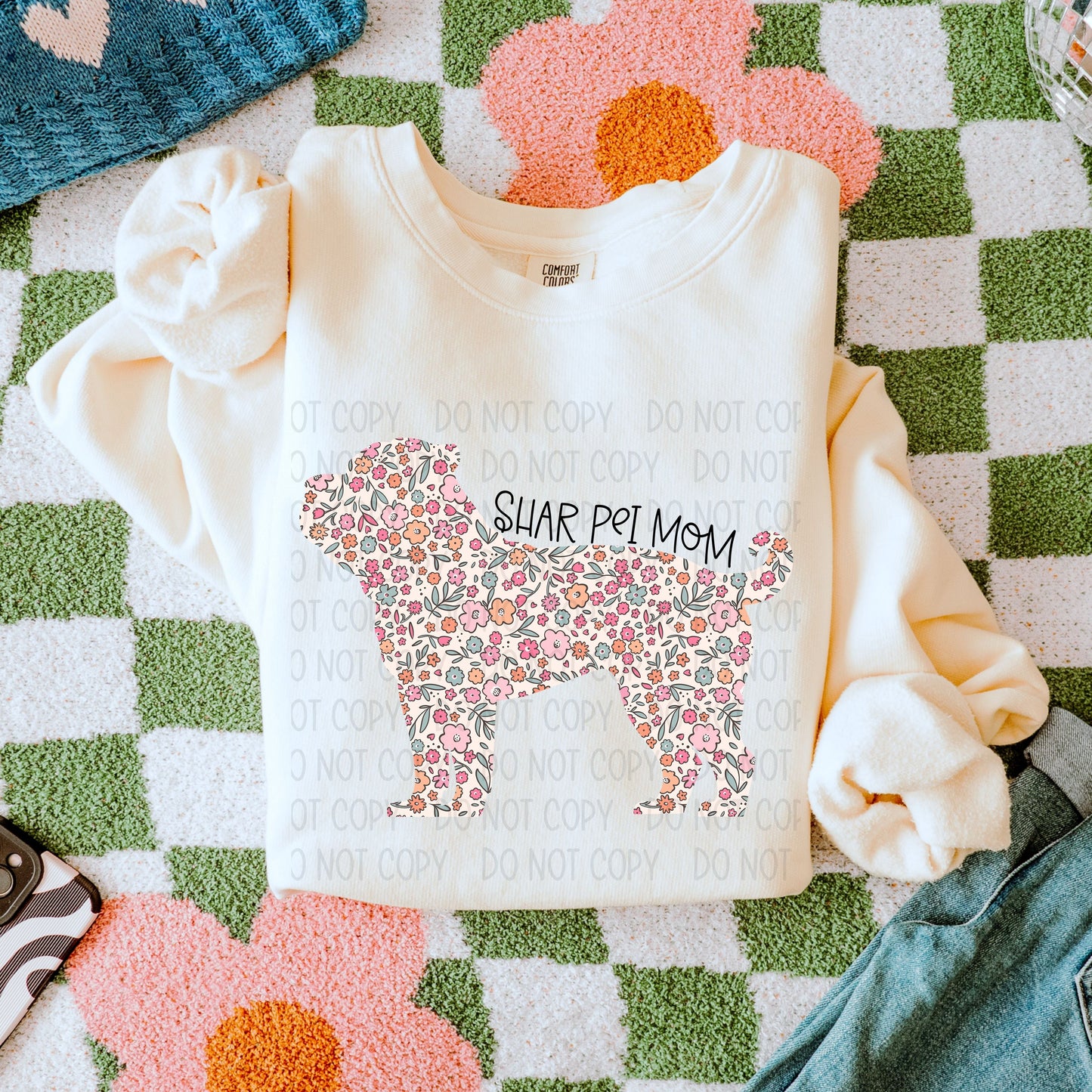 Floral Shar Pei Mom