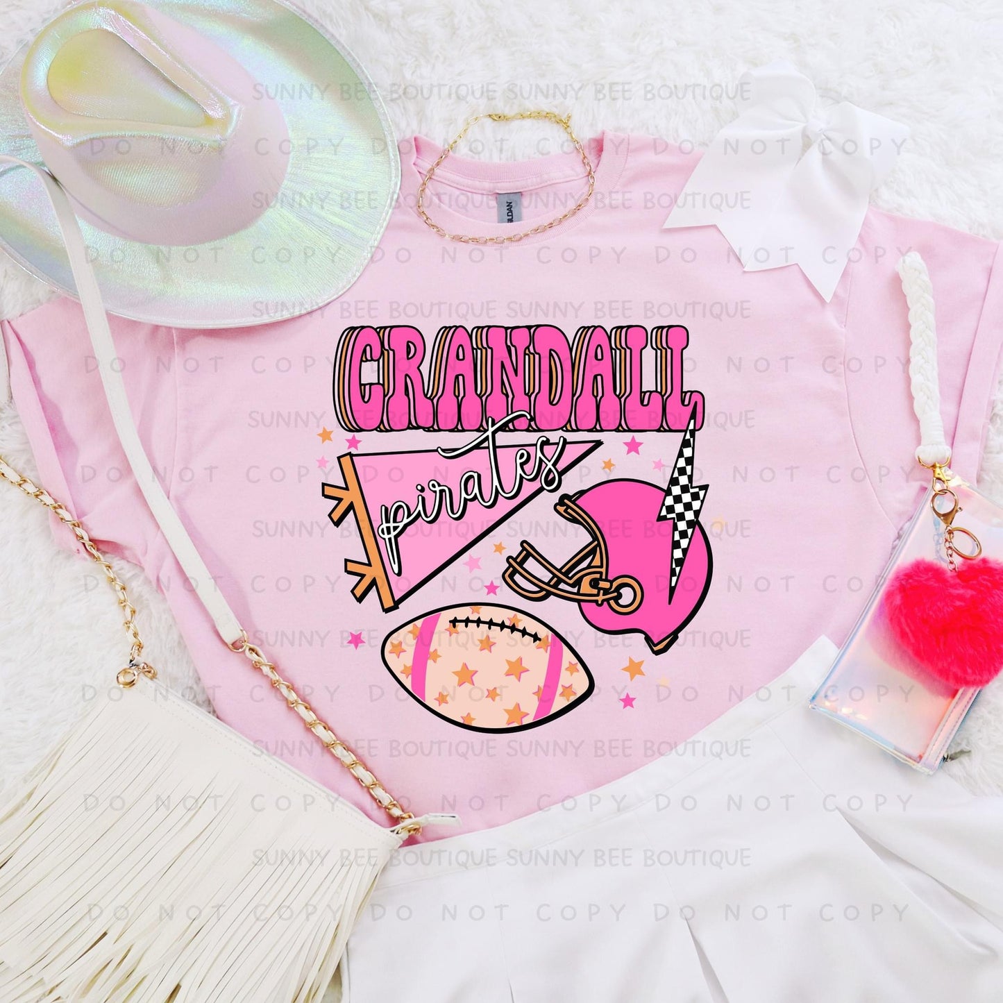 Crandall Pirates Pink Out Football Game Day Tee