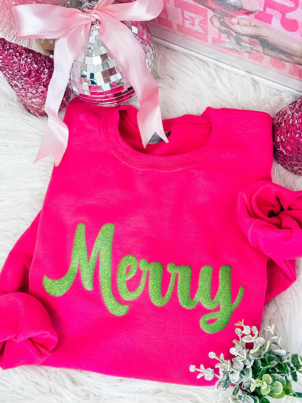 Merry Glitter Puff Print Sweatshirt Size XL