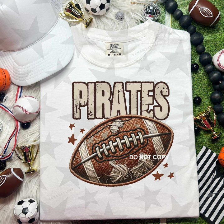 Pirates Faux Embroidery Football Graphic