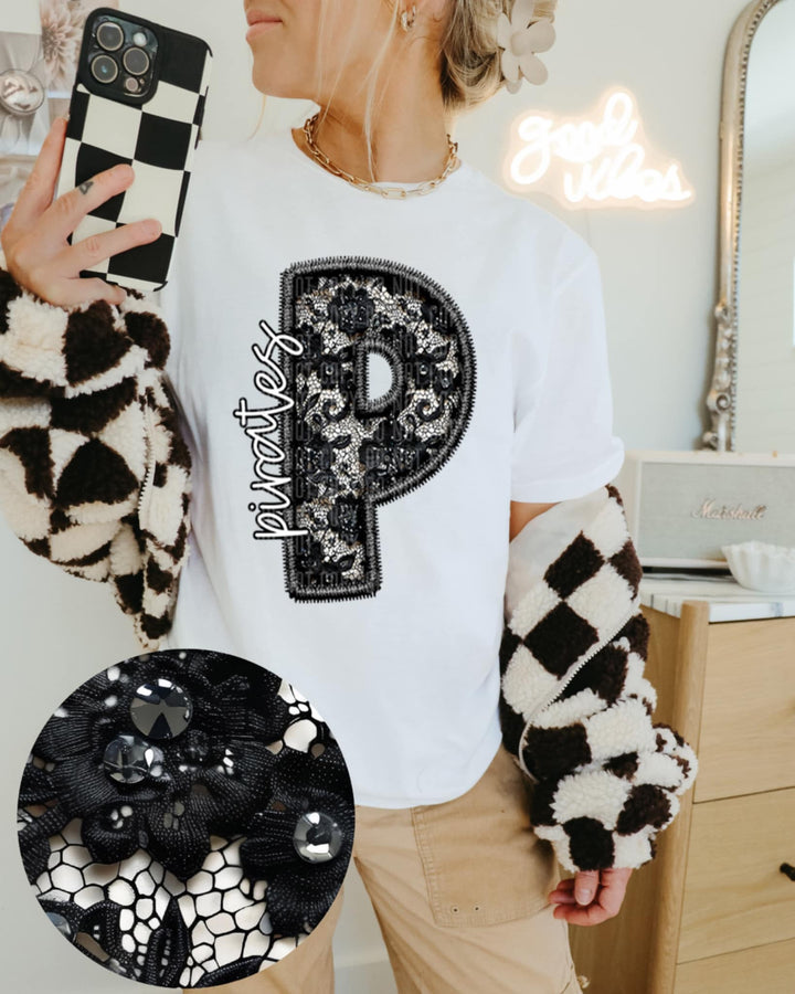 Pirates Lace Faux Embroidery Graphic