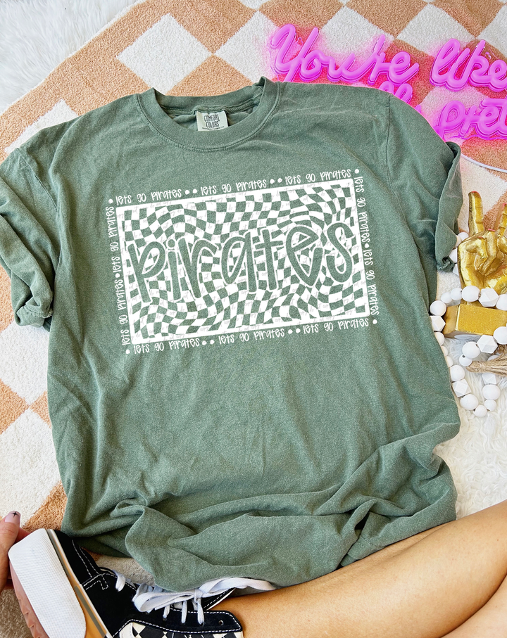 Let’s Go Pirates Checker Block WHT Graphic