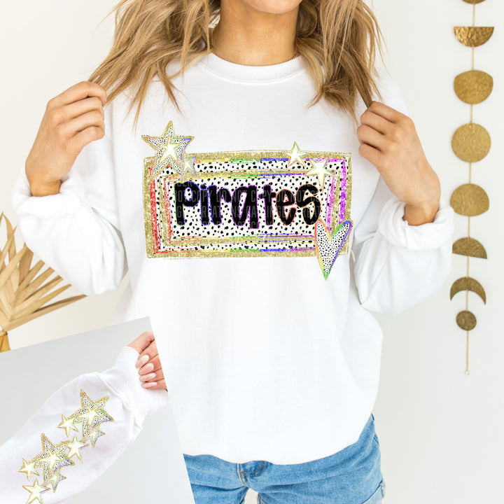 Pirates Dotted Gold Rainbow Outline Graphic