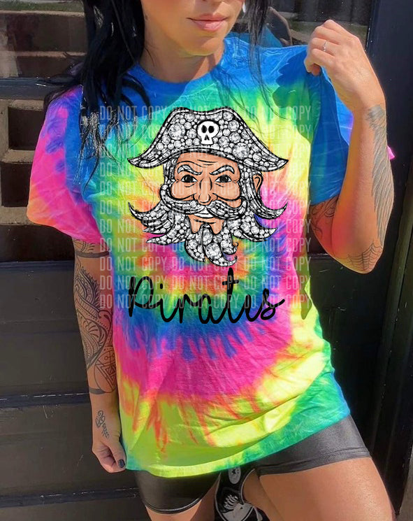 Pirates Cursive Faux Rhinestone Graphic