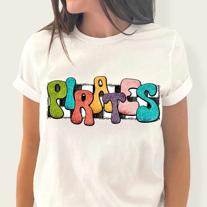 Pirates Glitter Checker Graphic