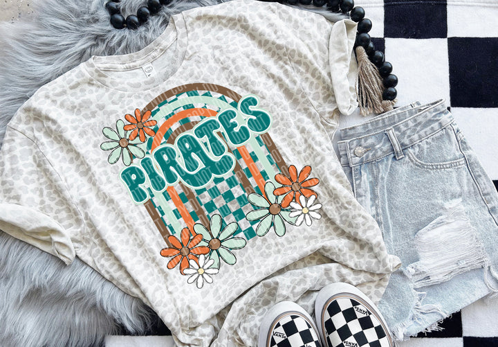 Pirates Checker Rainbow Retro Graphic