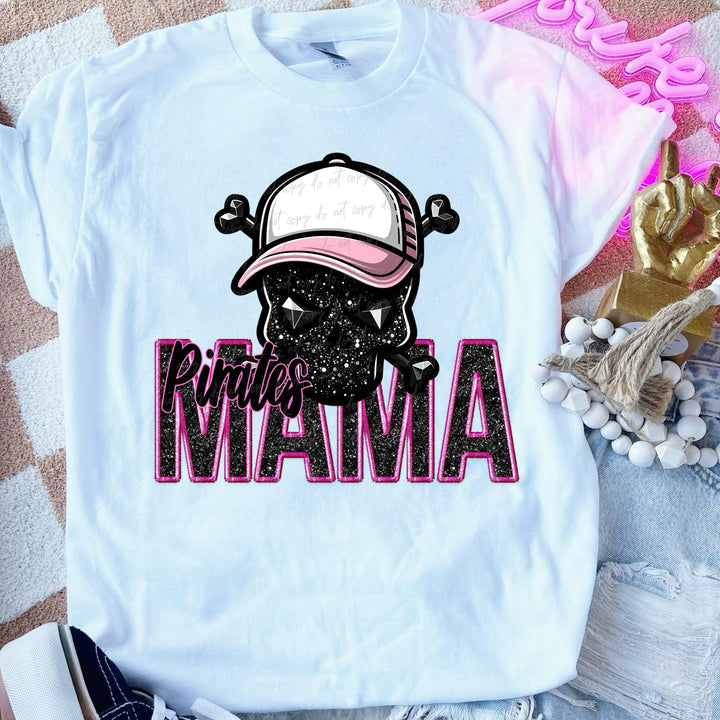 Pirates Mama Faux Sequin Graphic