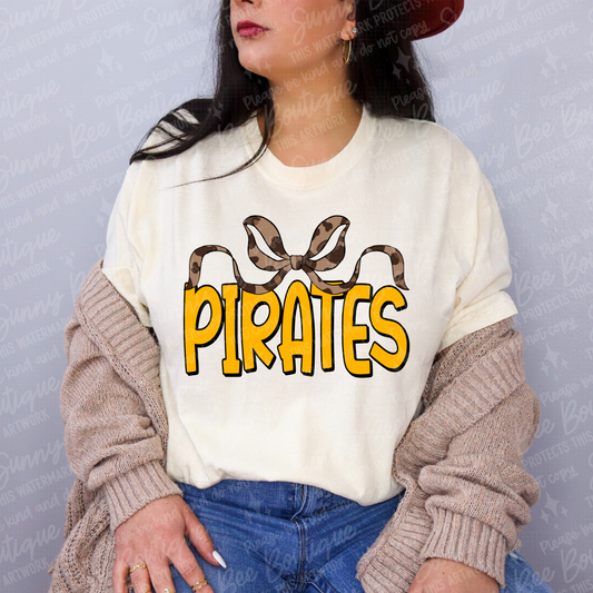 Pirates Leopard Coquette Bow T-Shirt