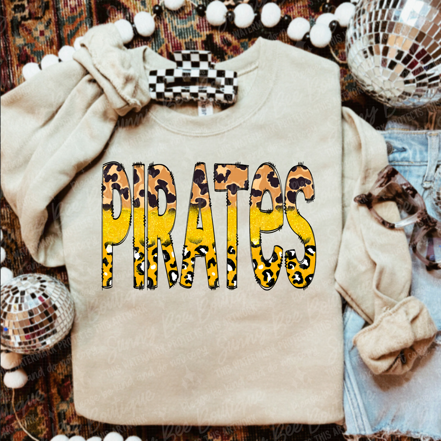 Pirates Leopard Doodle T-Shirt