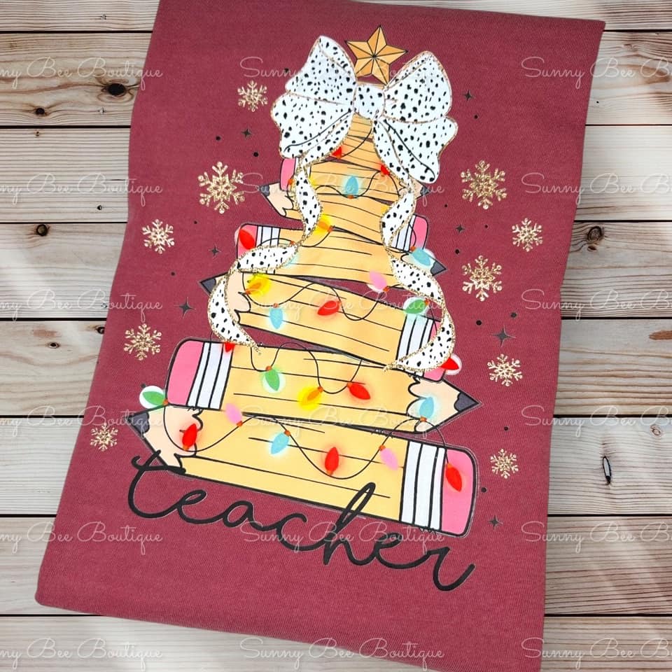 Teacher Christmas Tree Size Large Comfort Colors