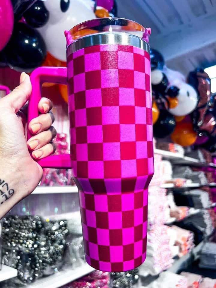 Pink Check Tumbler