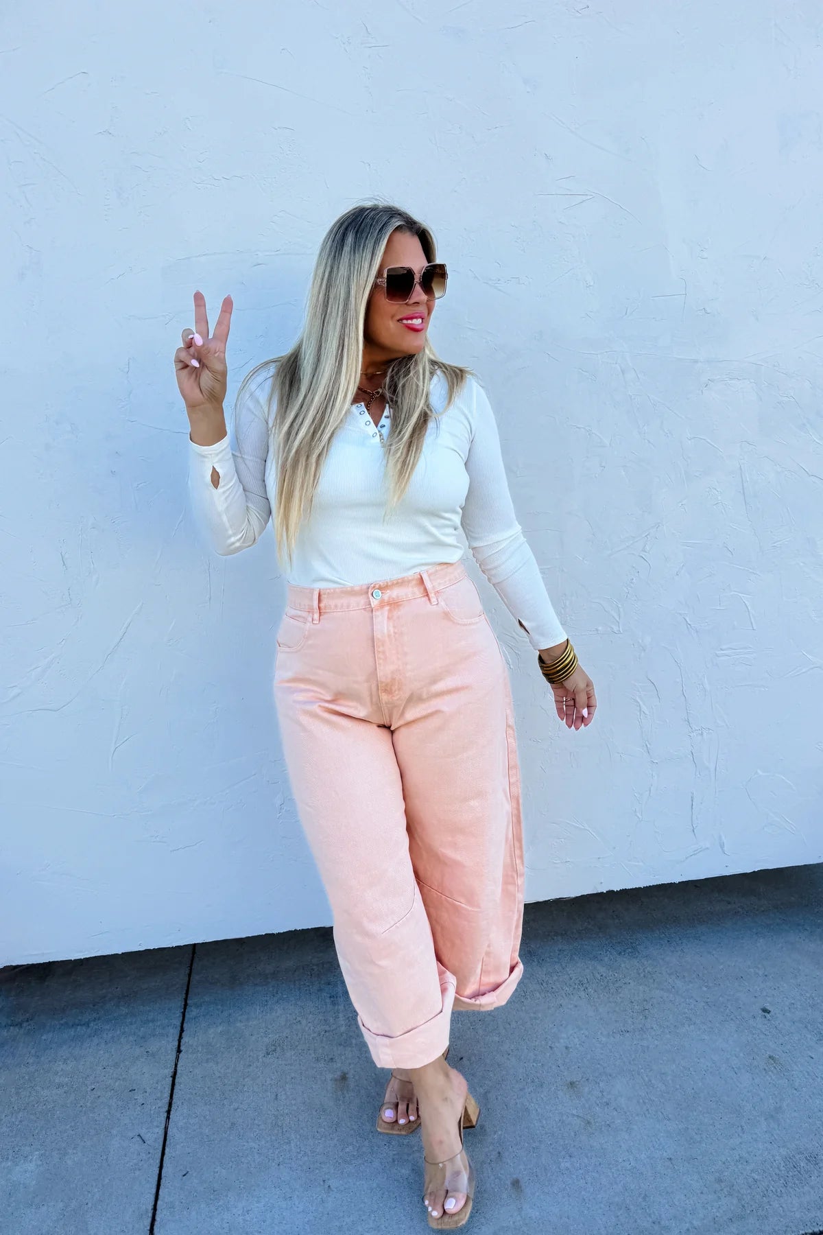 PEACH WASH BARREL JEANS SIZE 11