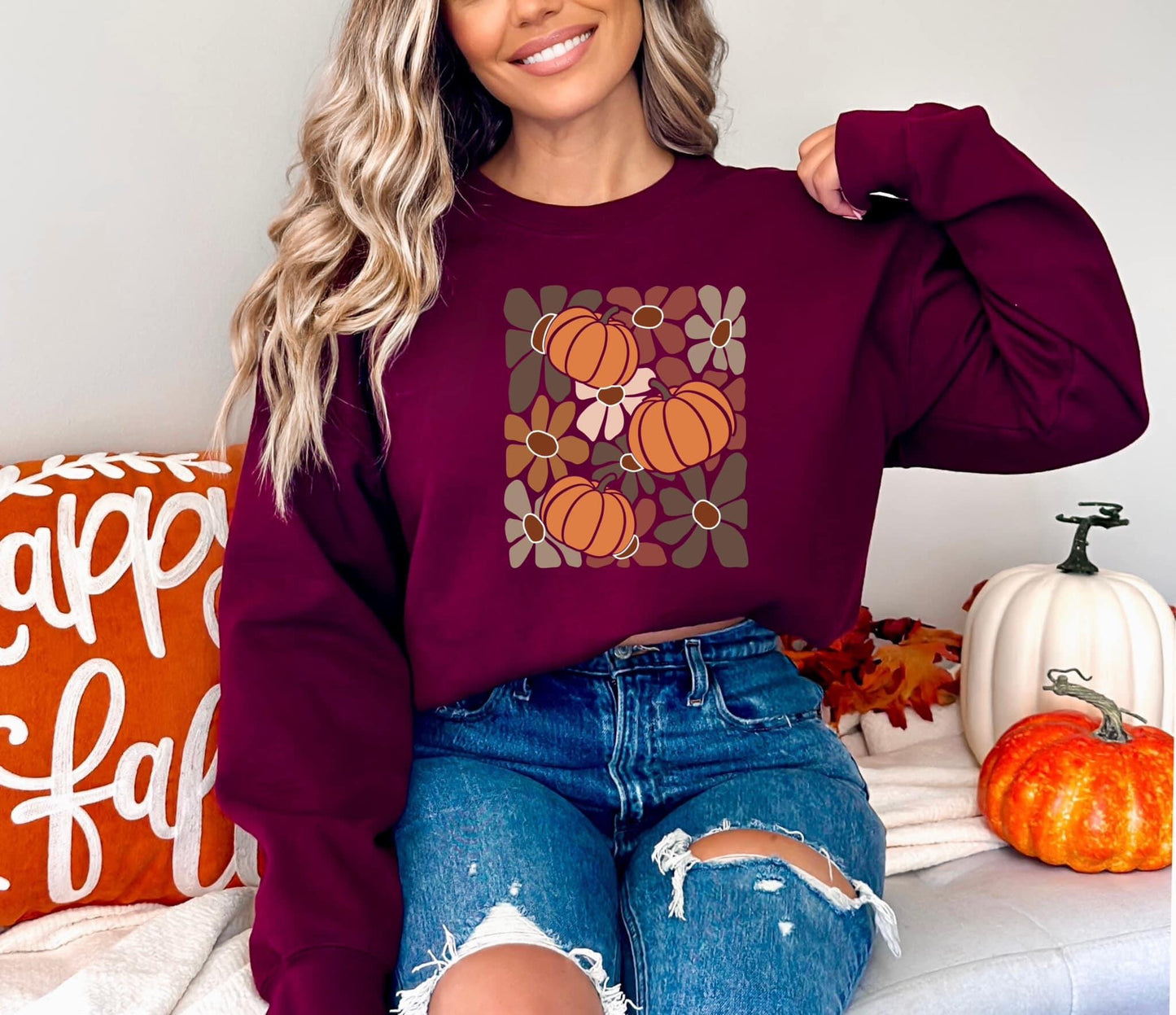 Fall Floral Pumpkin Sweatshirt