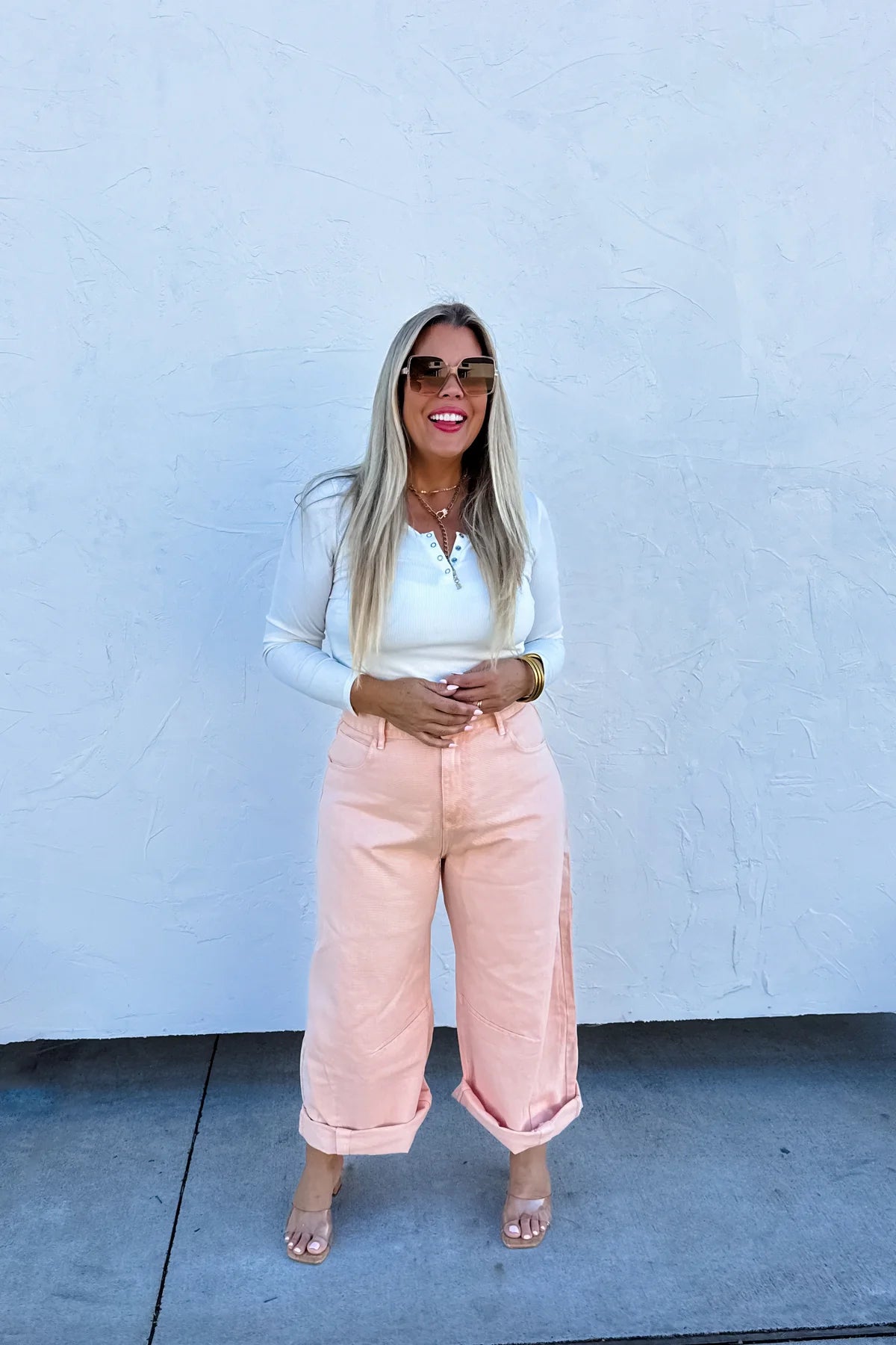 PEACH WASH BARREL JEANS SIZE 11