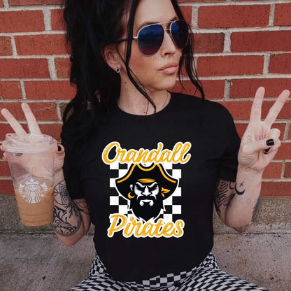 Crandall Pirates White Checkered Background