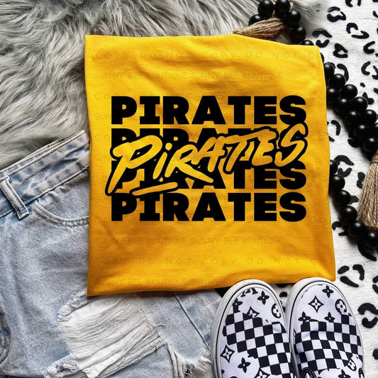 Bold Pirates Repeat Text T-Shirt