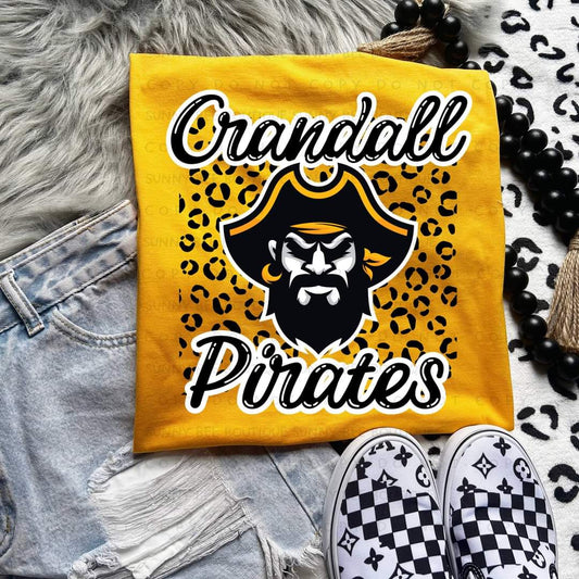 Crandall Pirates Leopard Background T-Shirt