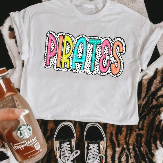 Colorful Pirates Polka Dot Spirit Shirt - Fun and Vibrant