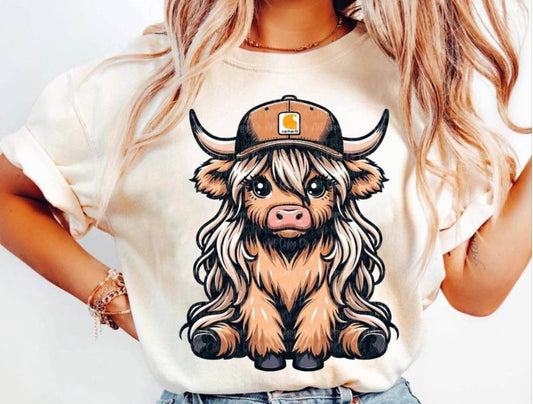 Lil’ Highland Cutie in a Cap Tee