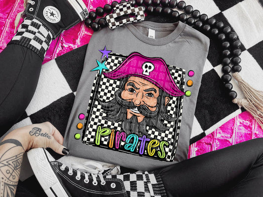 Checkered Pirate Pop Art T-Shirt