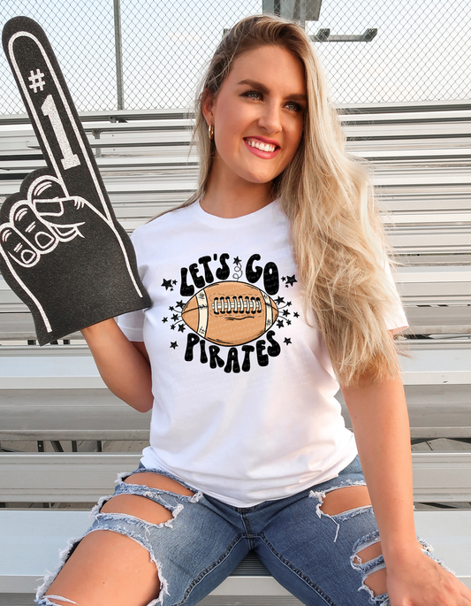Let’s Go Pirates Light Brown Football BLK Graphic