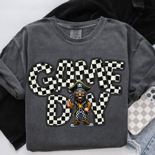 Pirates Game Day Faux Checker Embroidery Graphic