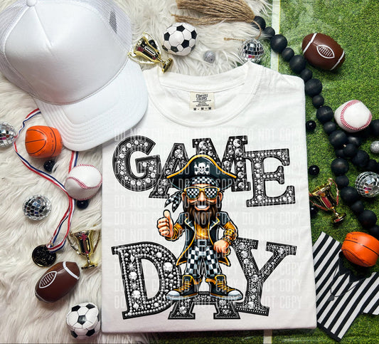 Game Day Pirates Checker Faux Rhinestone Graphic