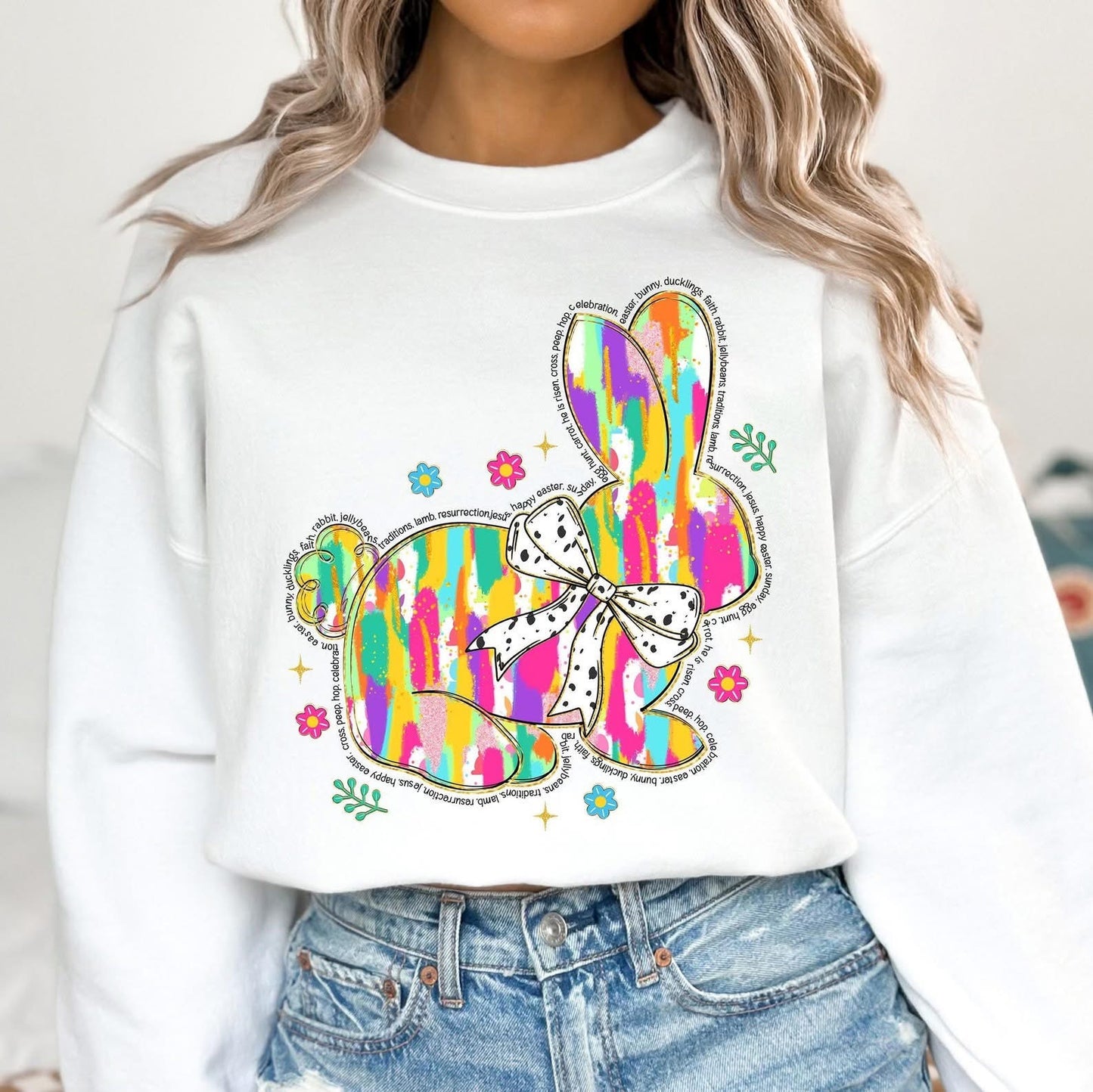 Bright Brushstroke Easter Bunny Sweatshirt