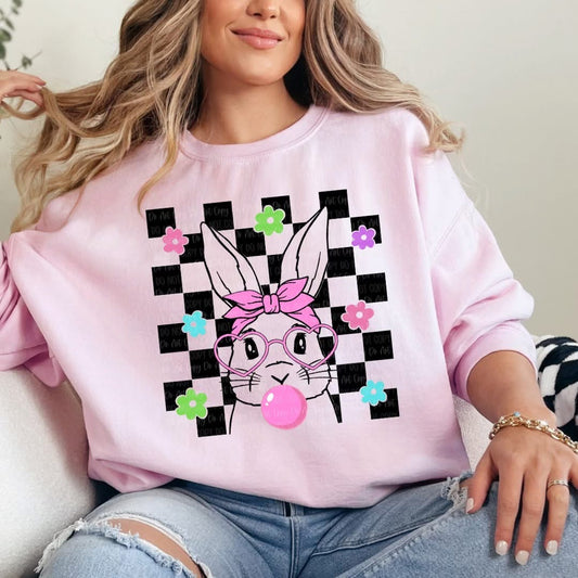 Checkerboard Bunny Bubble Sweatshirt