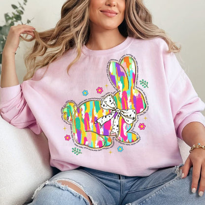 Bright Brushstroke Easter Bunny Sweatshirt