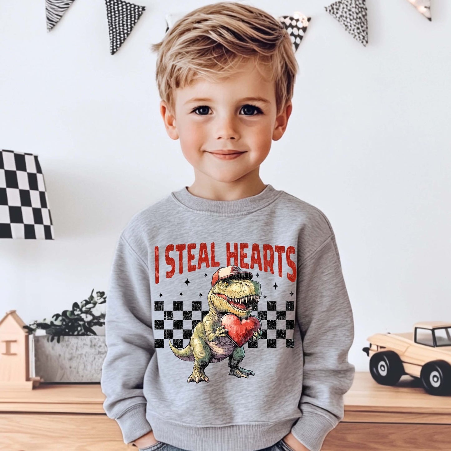 I Steal Hearts Dinosaur Youth Sweatshirt