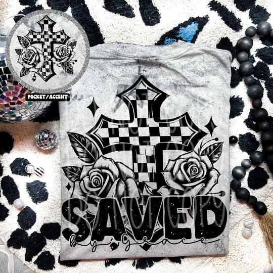 Saved (Checkered Cross)