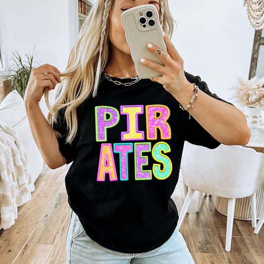 Pirates Faux Embroidery Sequin Graphic