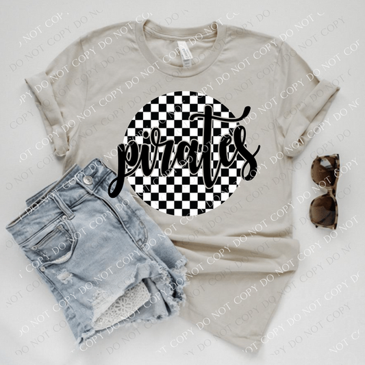 Pirates Checker Circle Cursive Graphic
