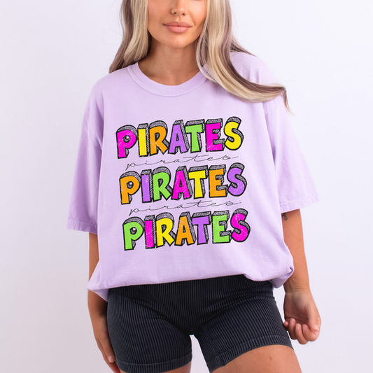 Pirates Bright Stack Cursive Graphic