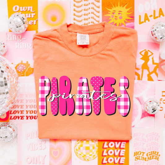 Pirates Pink Gingham Graphic