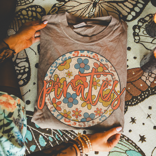 Pirates Blue Orange Floral Graphic