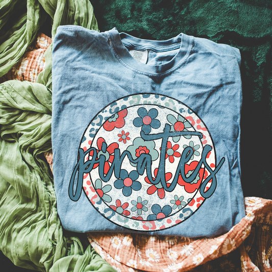 Pirates Blue Red Floral Graphic
