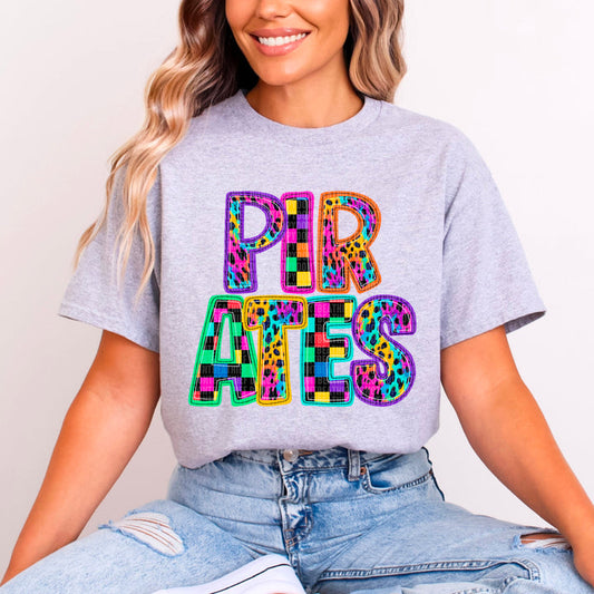 Pirates Bright Rainbow Leopard Checker Graphic