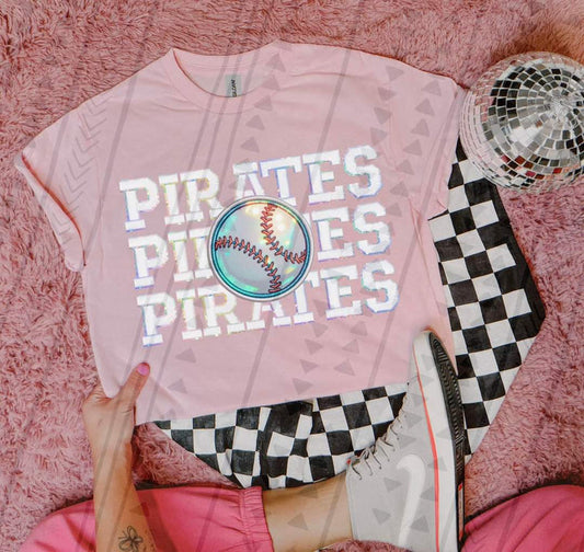 Pirates Baseball Faux Iridescent Graphic