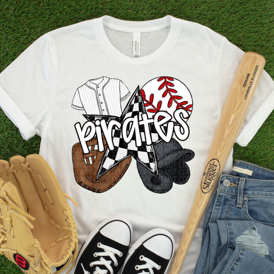 Pirates Checker Star Baseball Graphic