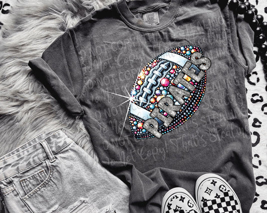 Pirates Sequin Faux Rhinestone Football Graphic