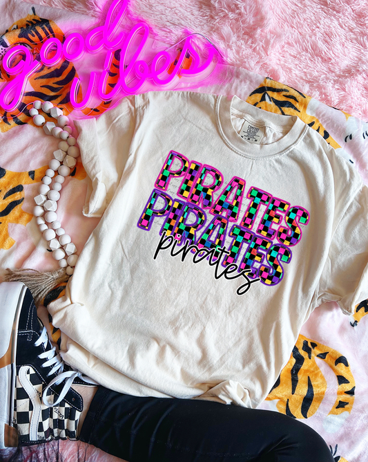 Pirates Rainbow Checker Embroidered Graphic