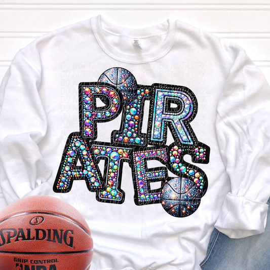 Pirates Faux Rhinestone Basketball Graphic