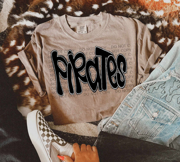 Pirates Black With White Outline Graphic
