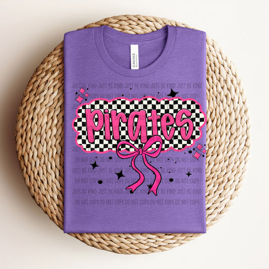 Pirates Pink Bow Checker Graphic